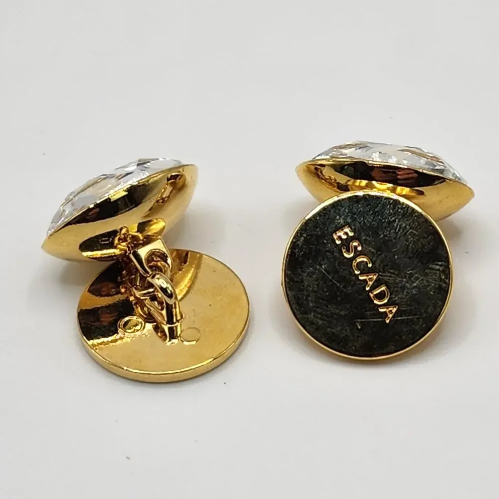 Escada Women's Cufflink Set Blinding Ice Crystal Golden Gold-Toned and Crystal